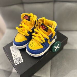 Jordan Kids Yellow and Blue Sneakers